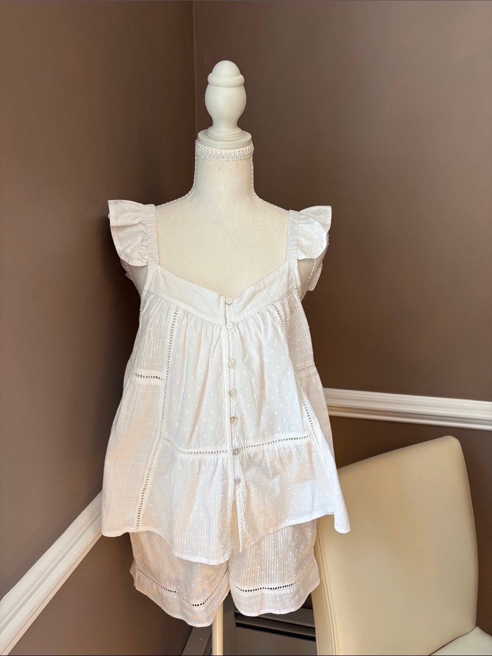 Joie White Textured Tassel Drawstring Shorts